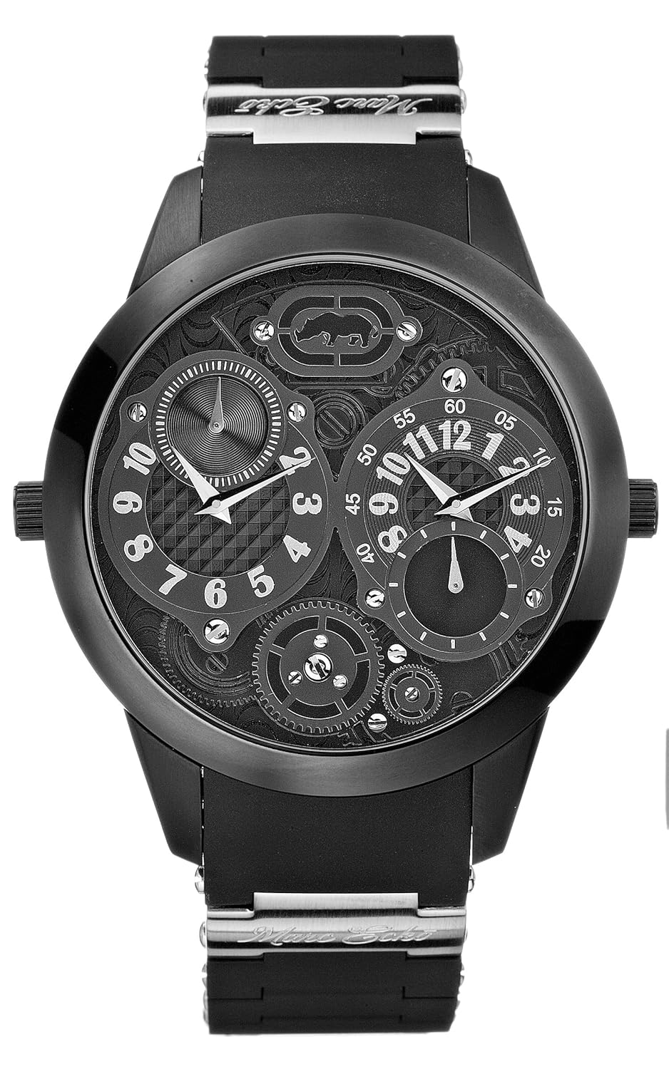 marc ecko 男式 e18567g1 the phantom 黑色树脂手表